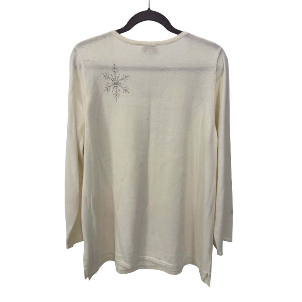 Quacker Factory Pearl and Rhinestone Snowflake Sweater - Picture 4 of 4